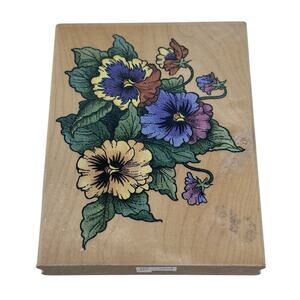 Stampendous 1997 Pansy Patch Rubber Stamp #R032, Flowers, Mounted Stamp